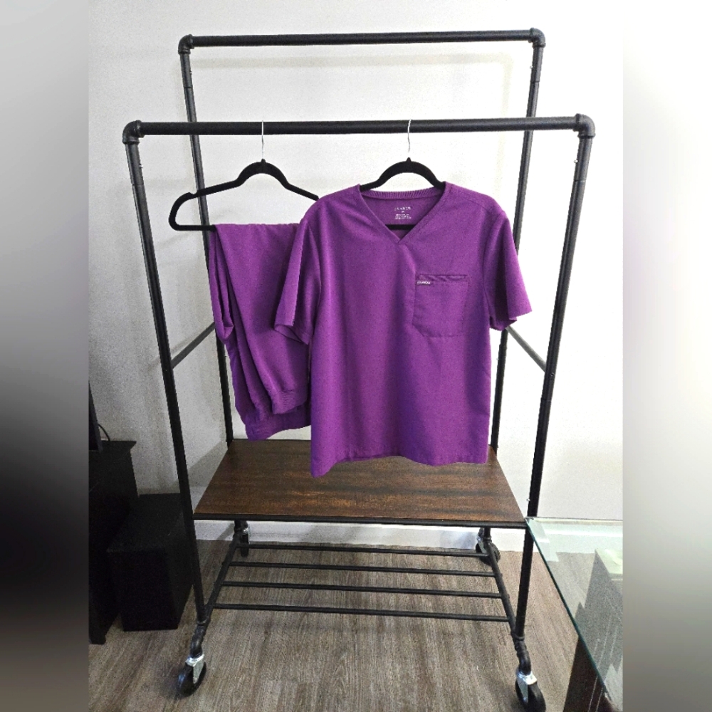 Jaanuu Scrub Set - Plum (2 pocket VNeck Scrub Top + Joggers) Medium Reg
